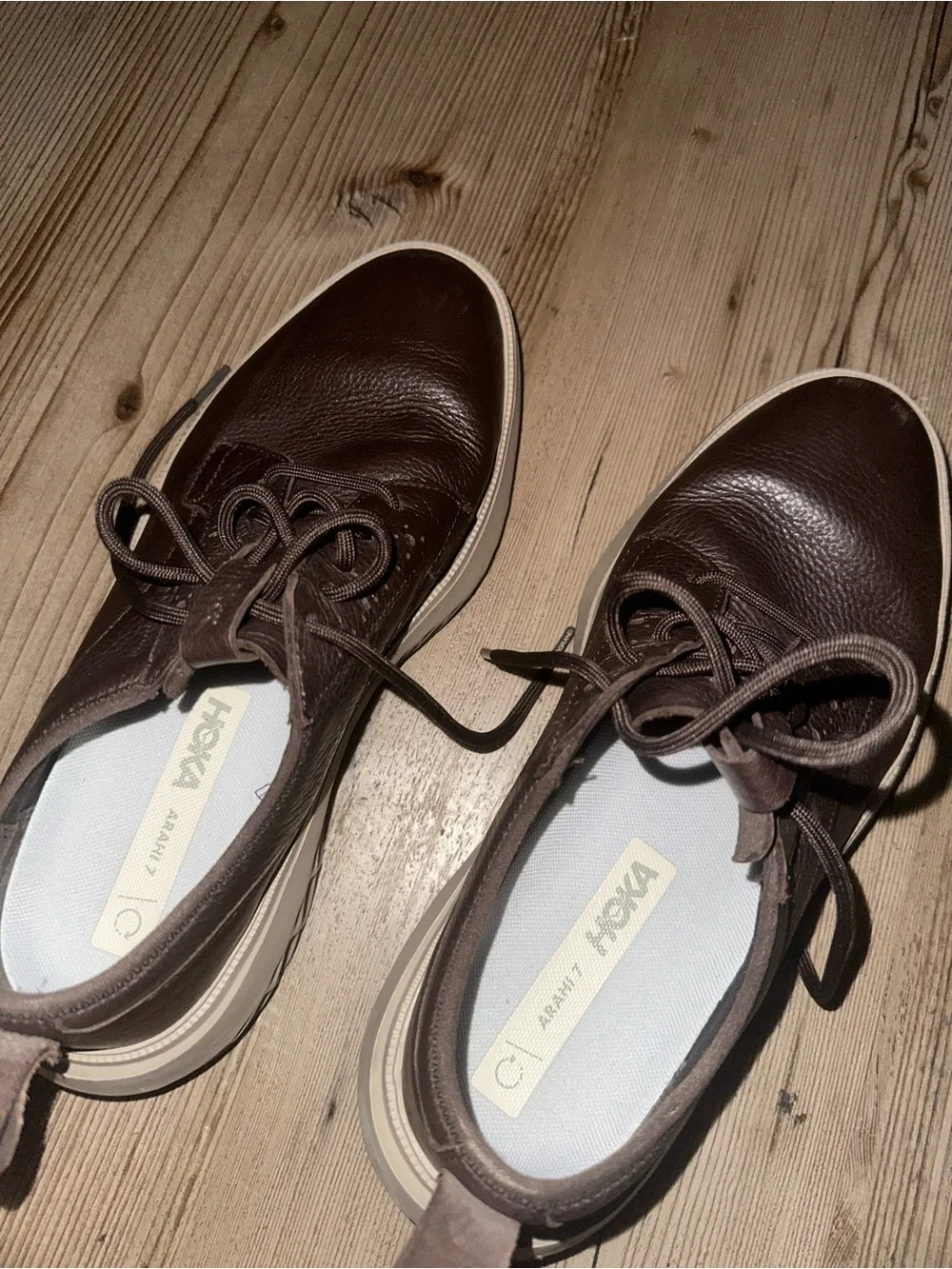Men’s Dark Brown Leather Lace-Up Oxfords with Cream Soles